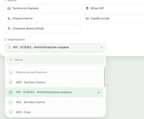 La selezione della destinazione dello switch