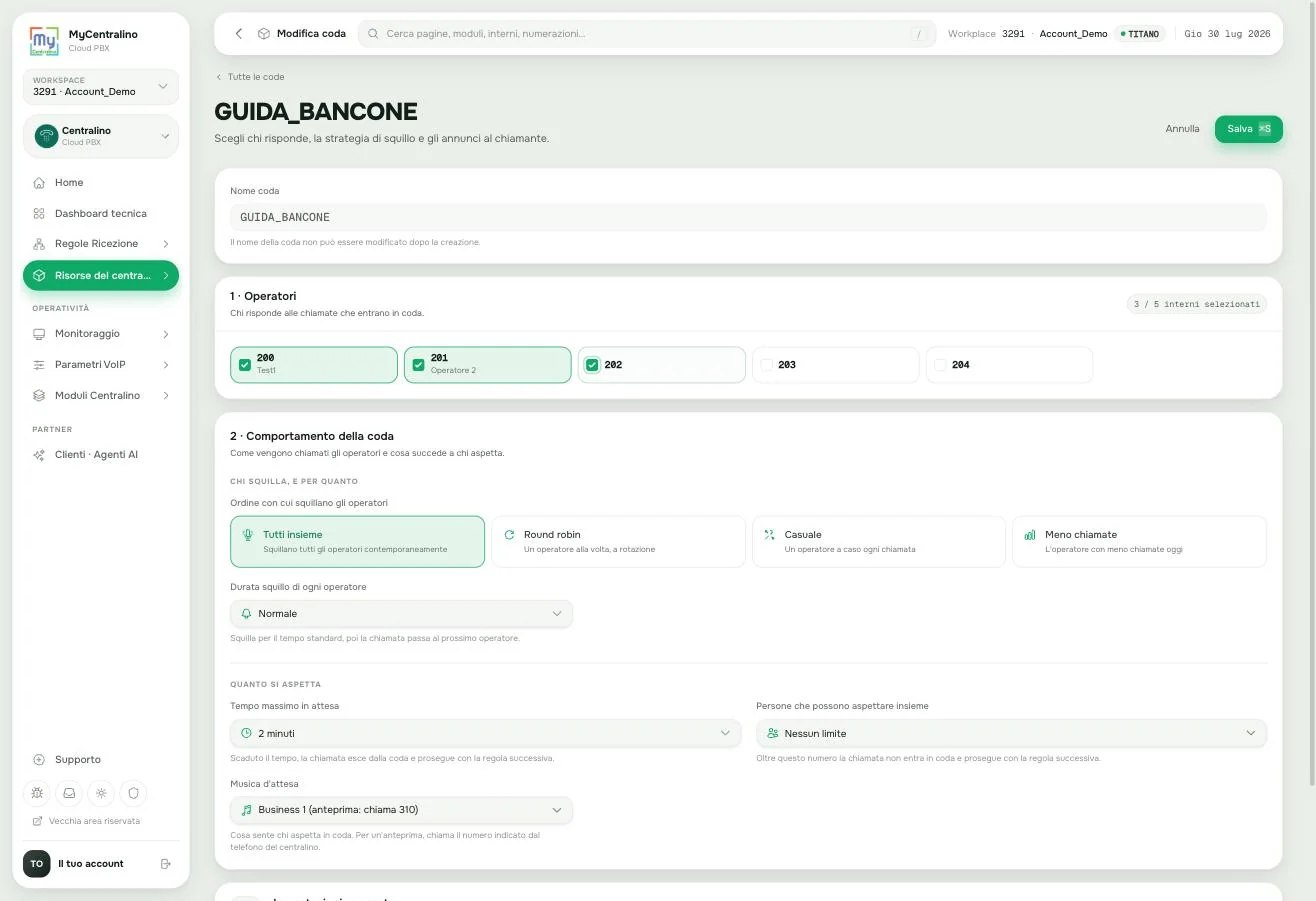 Gli operatori selezionati nella coda