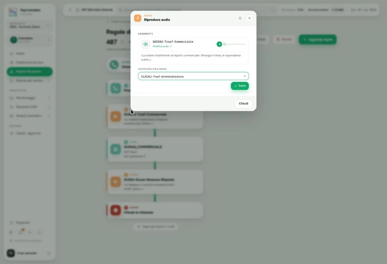 Sostituzione del file audio in una regola