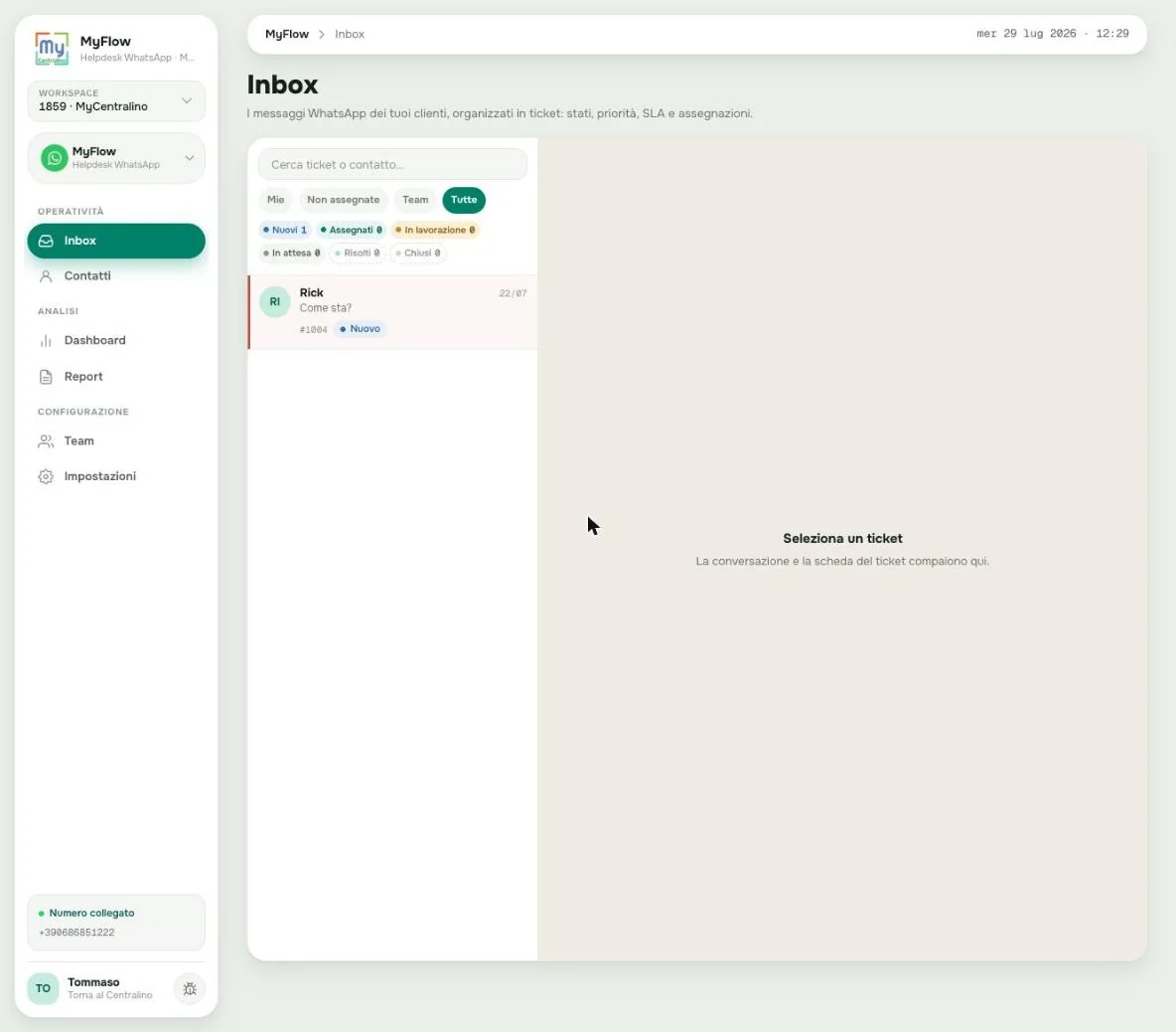 L'inbox di MyFlow