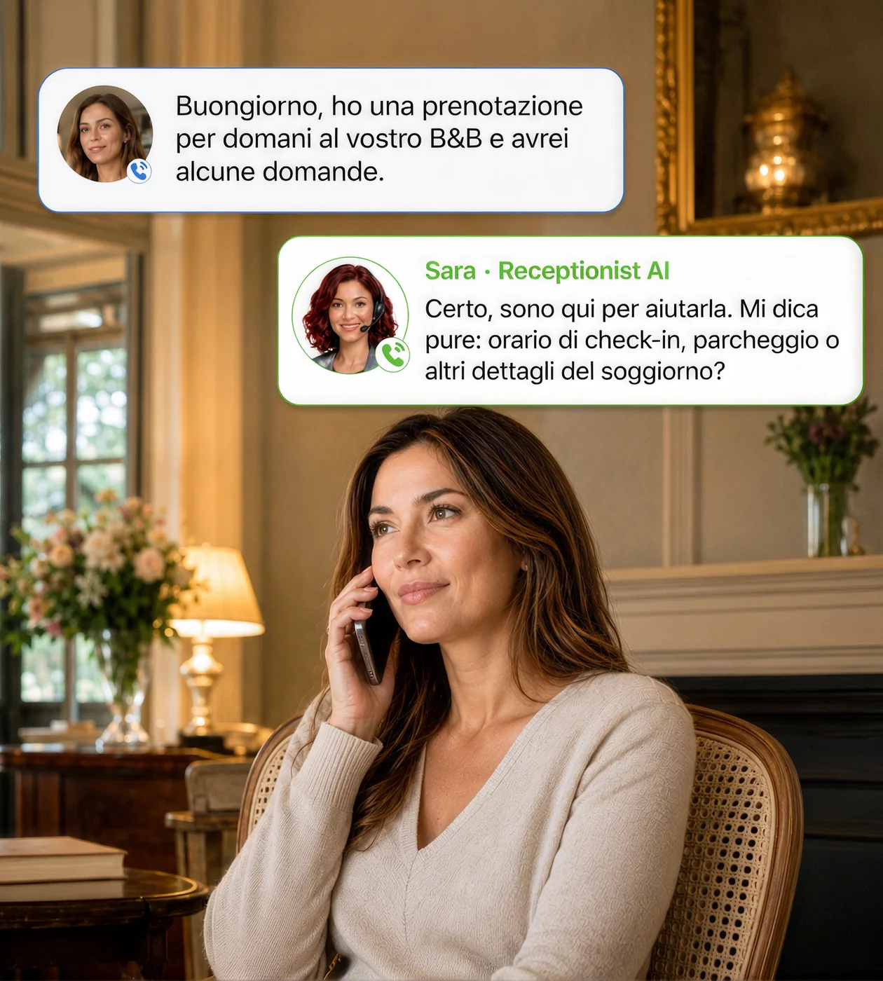 Raccolta informazioni — Sara, Receptionist AI, raccoglie i dettagli della richiesta durante la conversazione telefonica