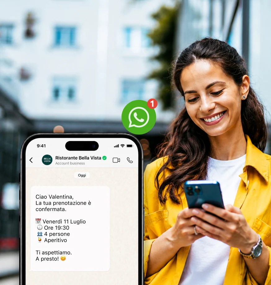 Conferma di prenotazione inviata automaticamente su WhatsApp durante la chiamata