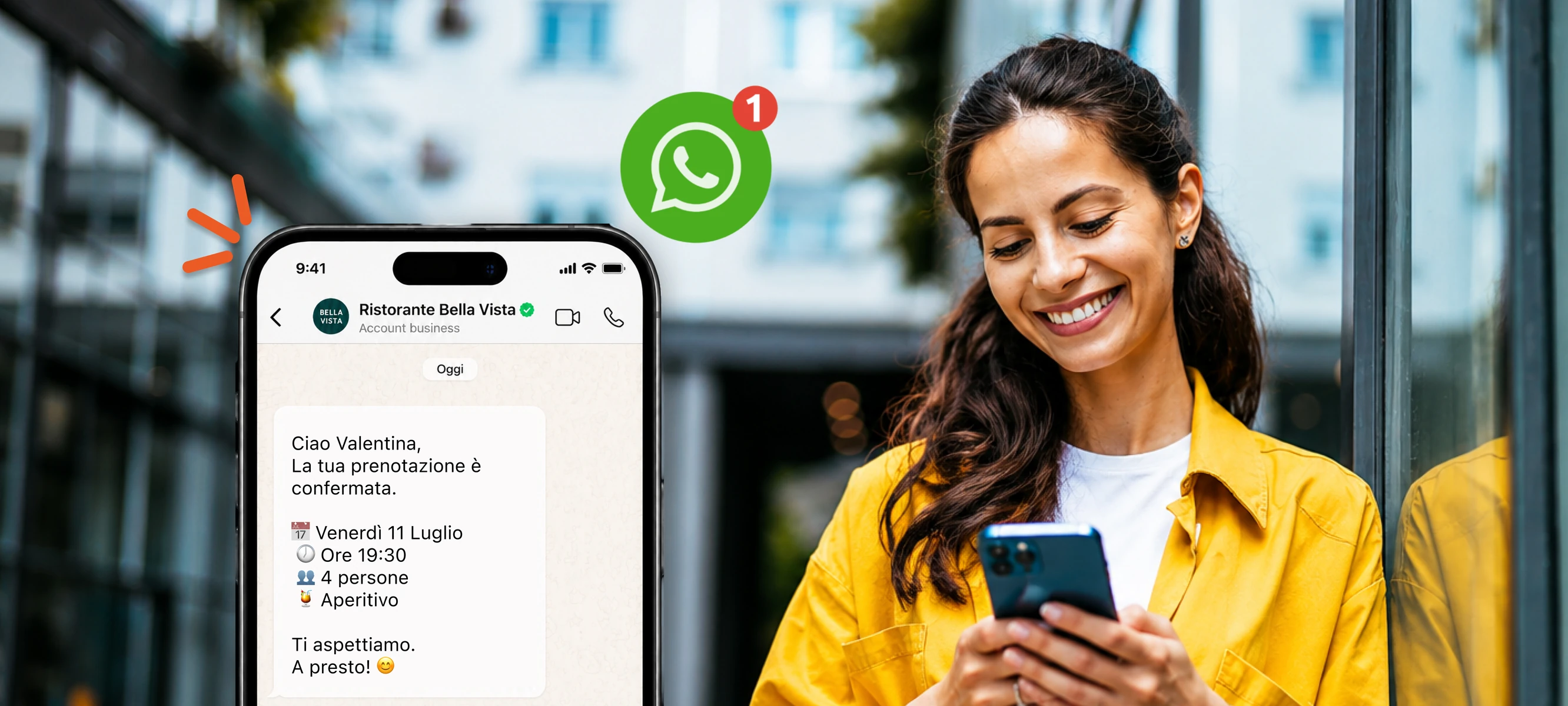Conferma prenotazione inviata al cliente via WhatsApp Business